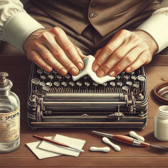 Cleaning Typewriter Keys with Mineral Spirits
